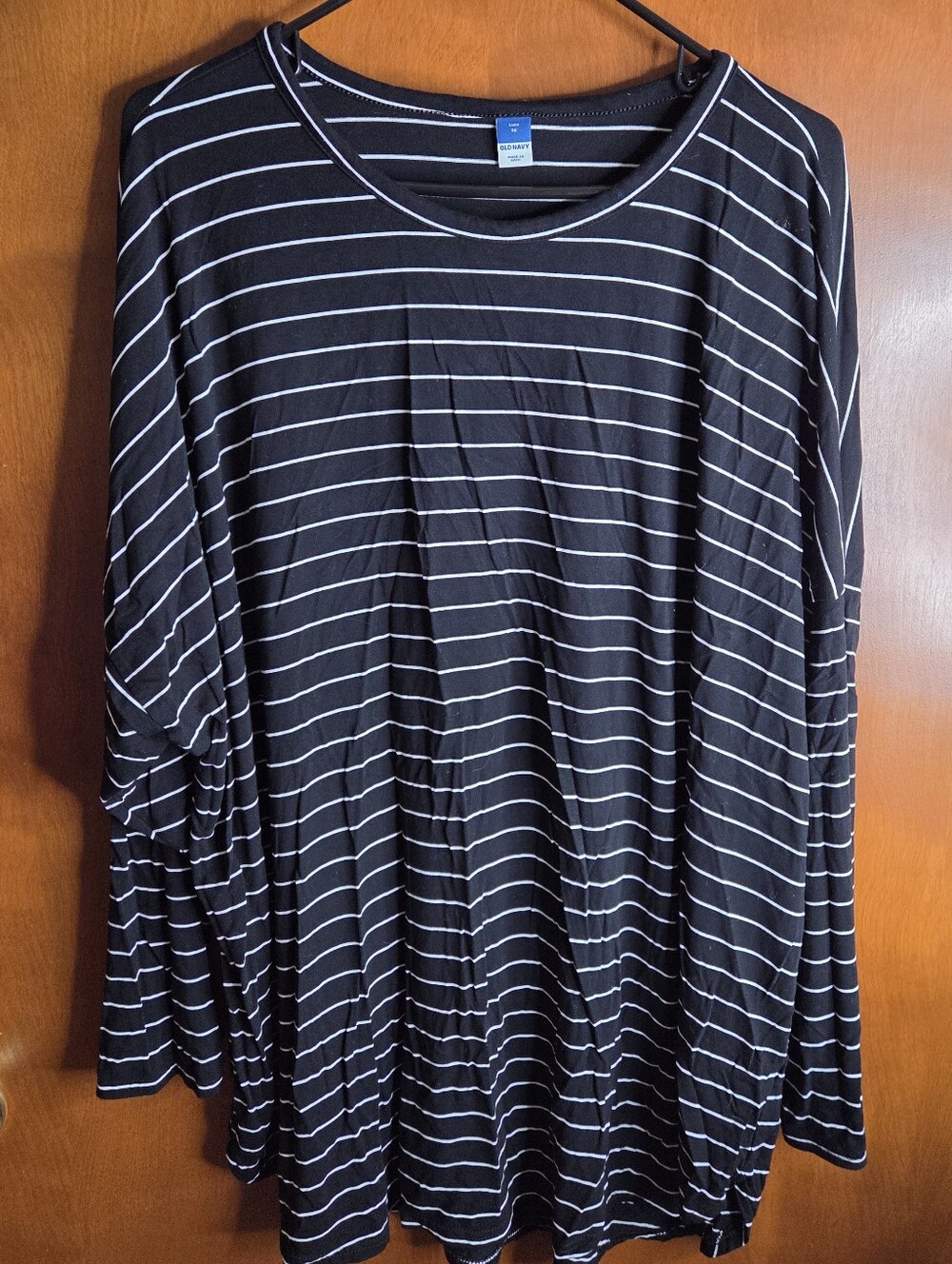 Old Navy Luxe Tunic Top Black & White Stripe Size 3XL Longsleeve